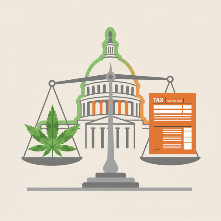 Illustration of cannabis 280E rescheduling — Schedule III medical cannabis tax change and MSO allocation impact