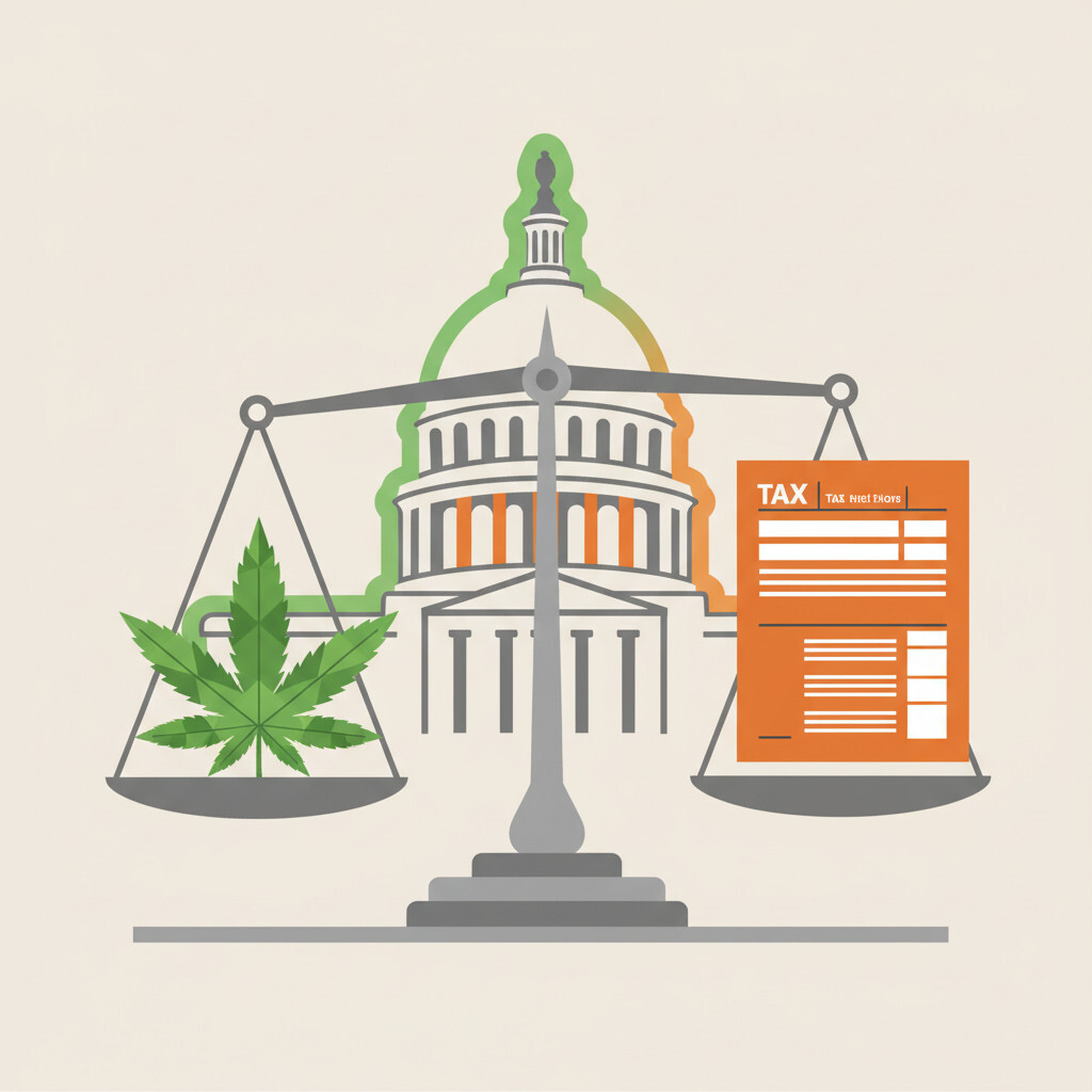Illustration of cannabis 280E rescheduling — Schedule III medical cannabis tax change and MSO allocation impact