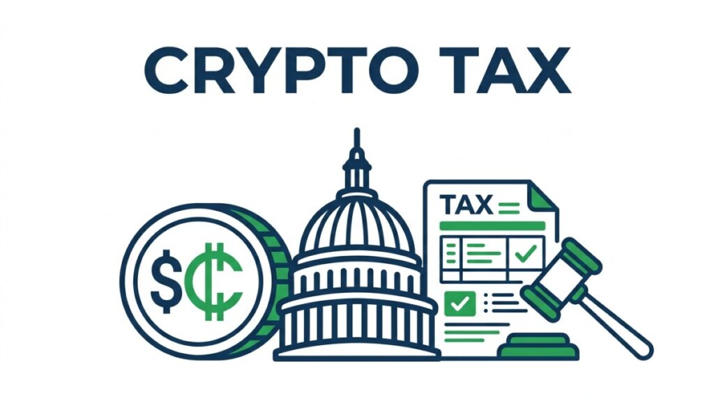 Illustration of crypto tax reform bills at House Ways and Means — de minimis exception, wash-sale rules, mining and staking clarity, and charitable digital-asset donation relief