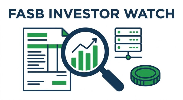 Illustration of the FASB Investor Advisory Committee May 2026 recap — disclosure themes on data center financing, private credit, stablecoins, hedge accounting, DISE, and debt restructurings