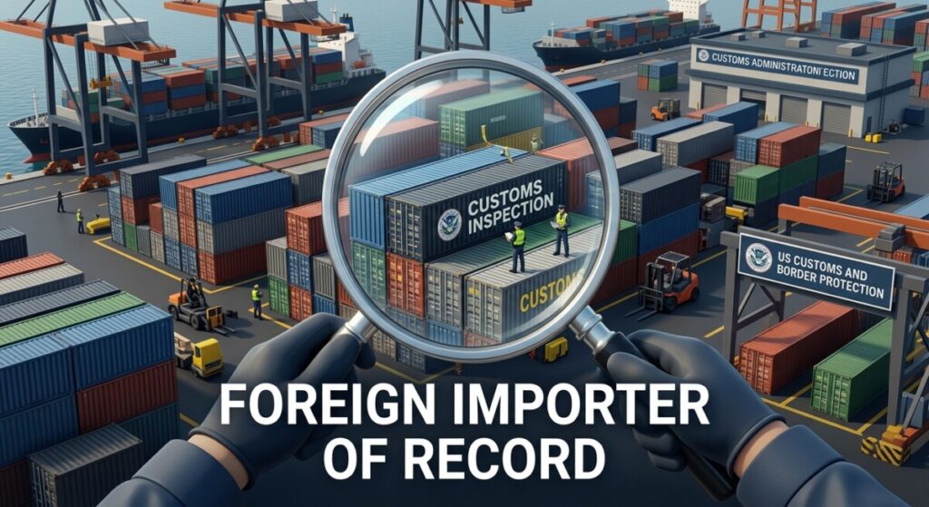 Foreign importer of record — cargo containers at a US port under tighter customs enforcement