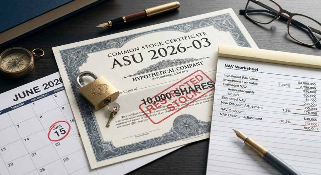 FASB ASU 2026-03: contractual sale restrictions and fund NAV