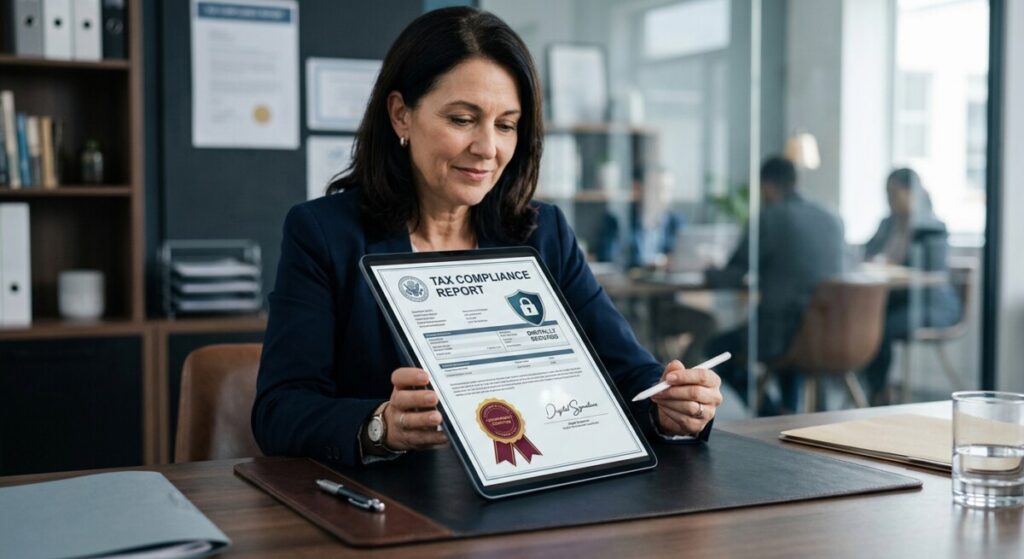 IRS Tax Compliance Report: a digitally authenticated PDF proving federal tax compliance