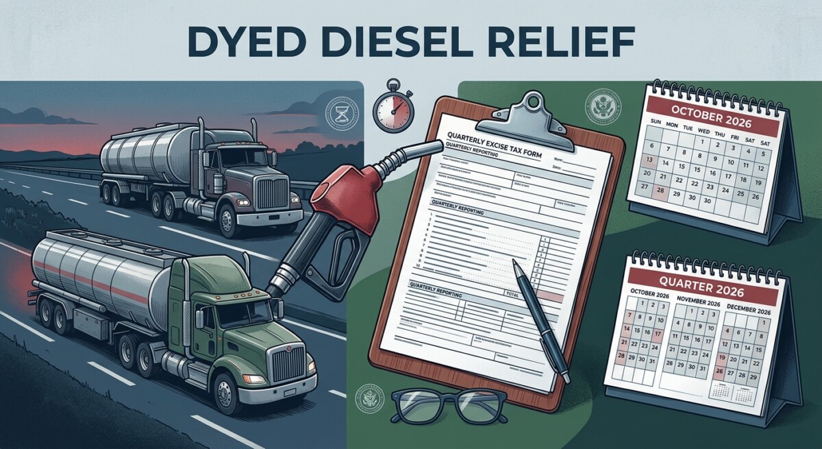 Dyed diesel tax relief: IRS pauses Form 720 §4041(a) reporting for Q4 2026