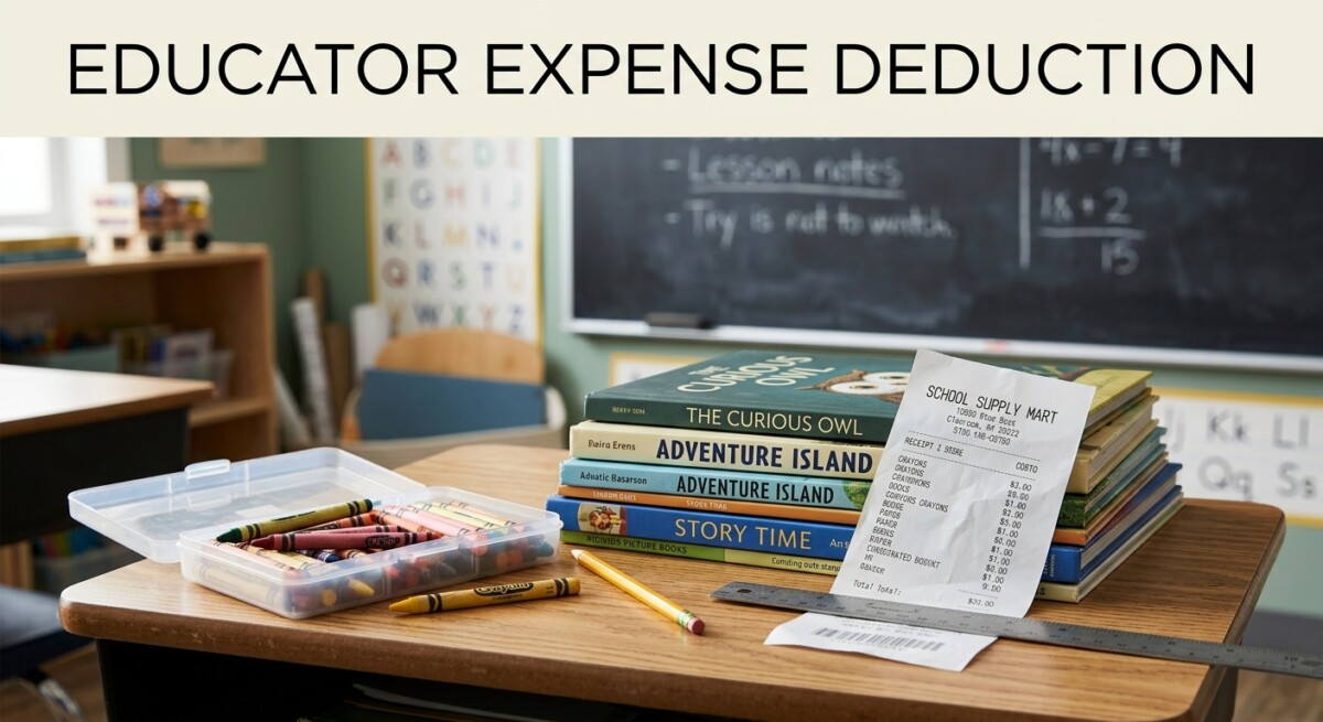 Educator expense deduction: a teacher's unreimbursed classroom supplies and the $300 above-the-line deduction they qualify for